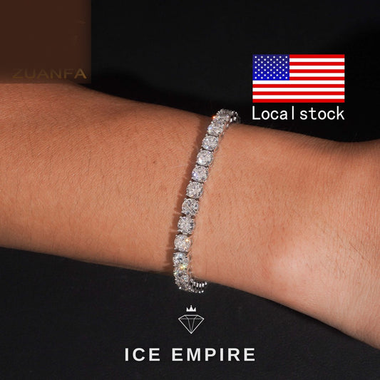 Iced Out 925 Silver Moissanite Tennis Bracelet
