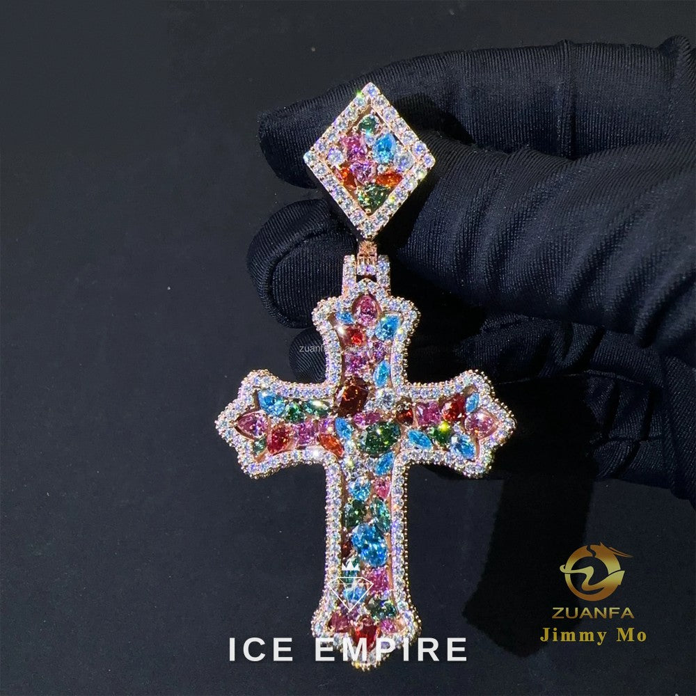 Iced Out Cross 925 Silver Pendant