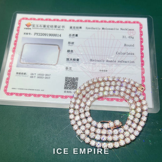 Iced Out Rose Gold Plated Moissanite Cuban Chain
