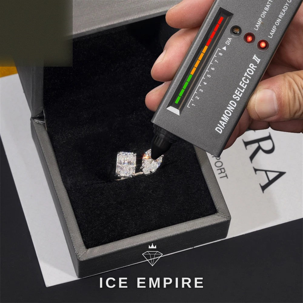 Iced Out 925 Silver Moissanite Engagement Ring