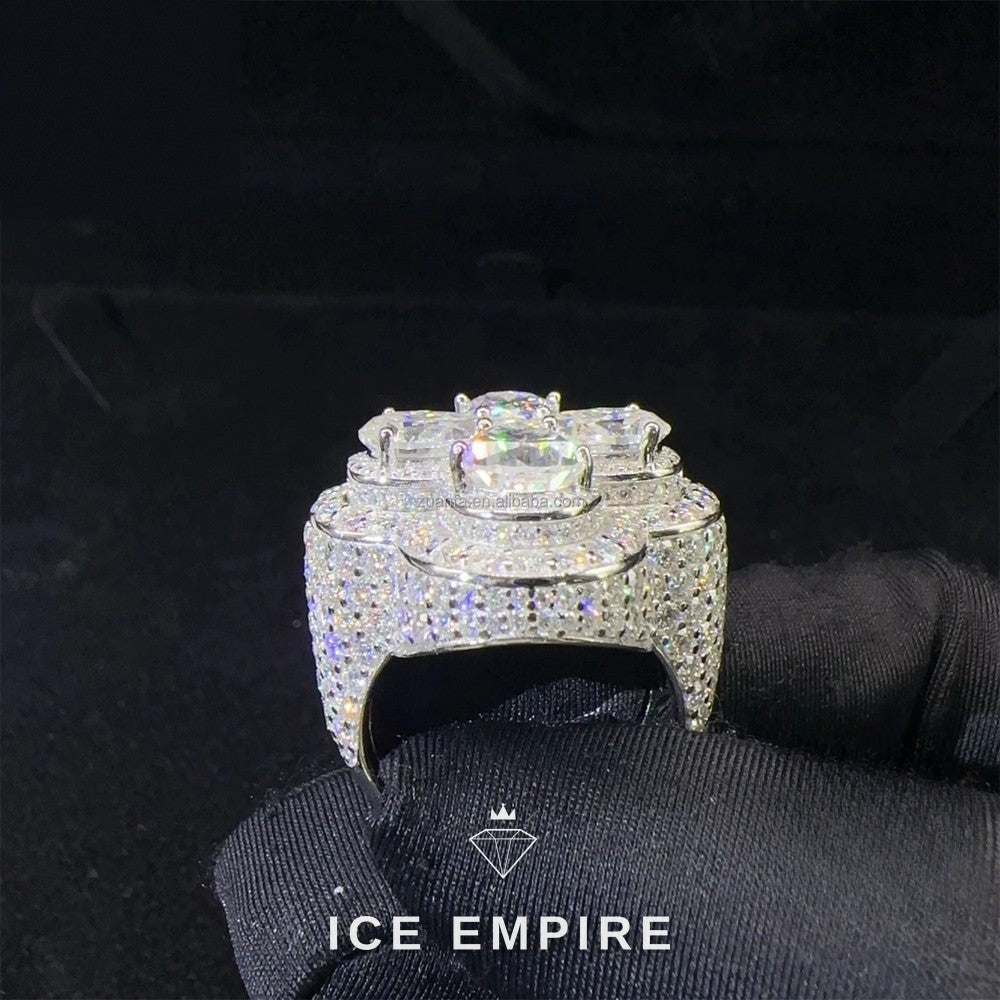 Iced Out Cross 925 Silver Moissanite Ring