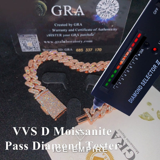 Iced Out Rose Gold Plated Moissanite Cuban Chain