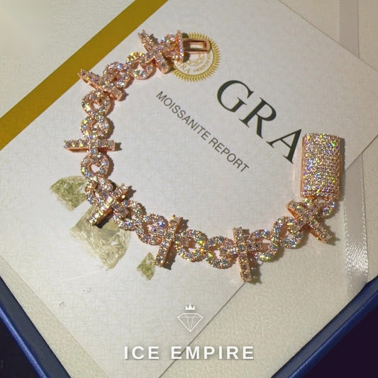 Iced Out Rose Gold Plated Moissanite Cuban Chain