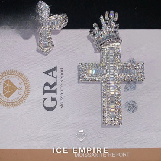 Iced Out Baguette 925 Silver Moissanite Pendant