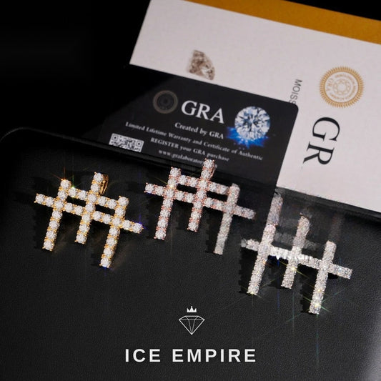 Iced Out Cross Rose Gold Plated Moissanite Pendant