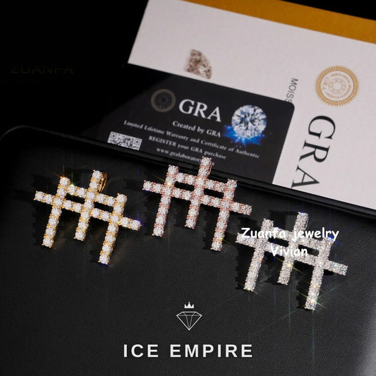 Iced Out Cross Rose Gold Plated Moissanite Pendant