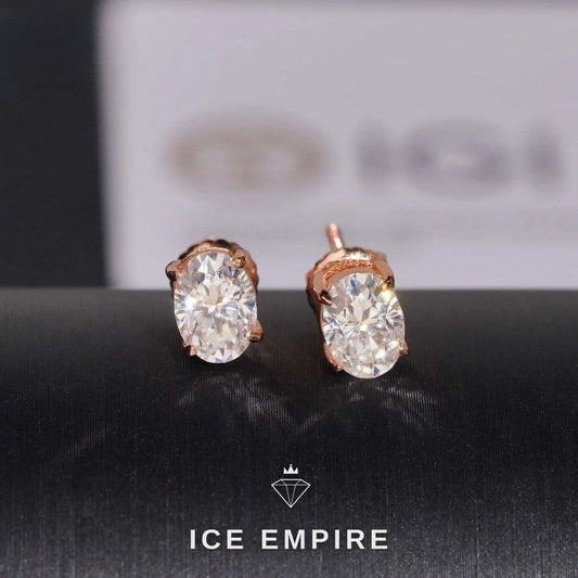 Iced Out 10K Gold Lab Grown Diamond Stud Earrings