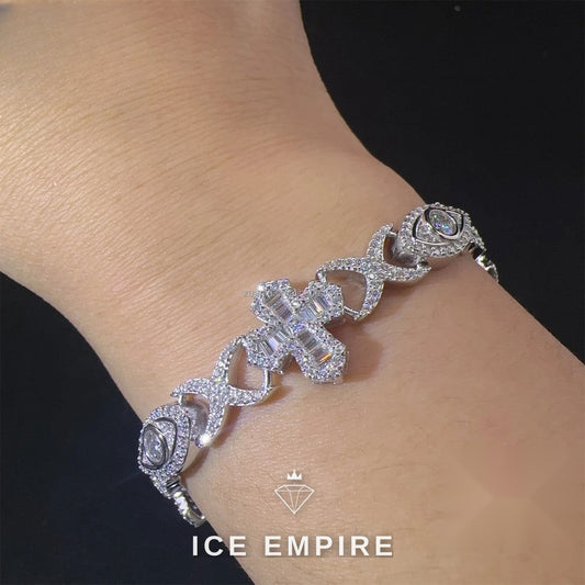 Iced Out Cross 925 Silver Moissanite Cuban Chain
