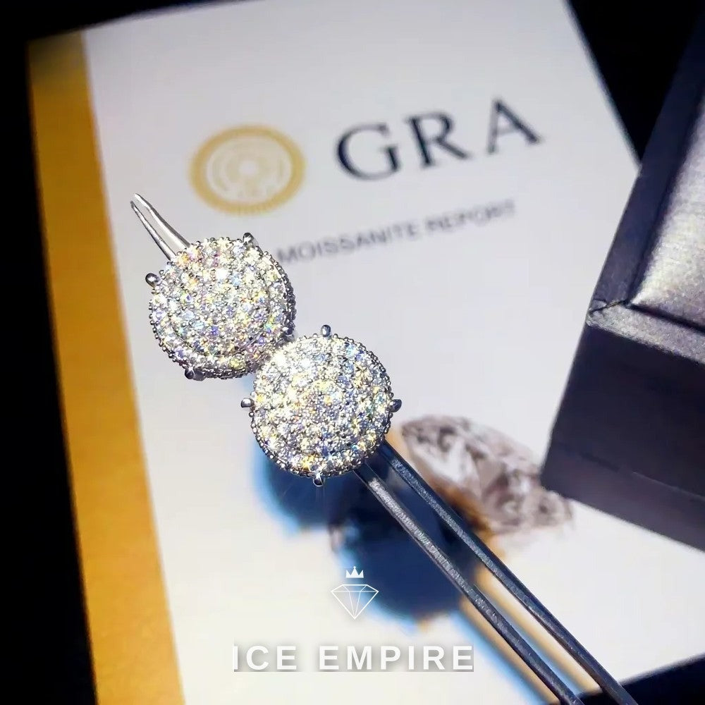 Iced Out 925 Silver Moissanite Stud Earrings
