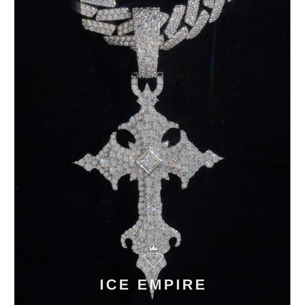 Iced Out Cross 925 Silver Moissanite Pendant