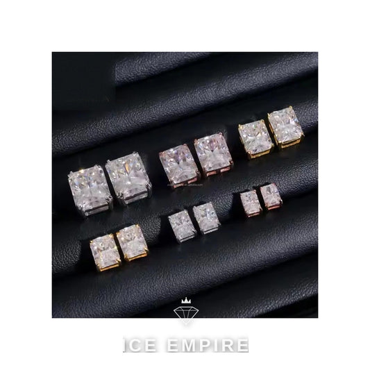 Iced Out 925 Silver Moissanite Stud Earrings