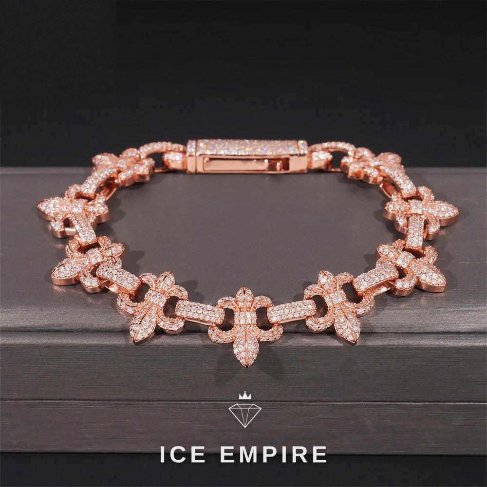 Iced Out Cross Rose Gold Plated Moissanite Cuban Chain