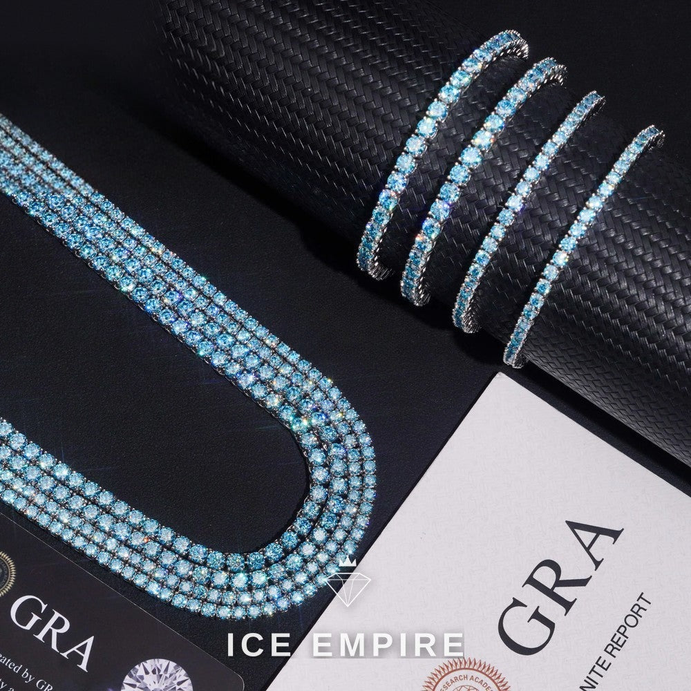 Iced Out Cluster 925 Silver Moissanite Cuban Chain