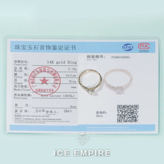 Iced Out 9K Gold Moissanite Engagement Ring
