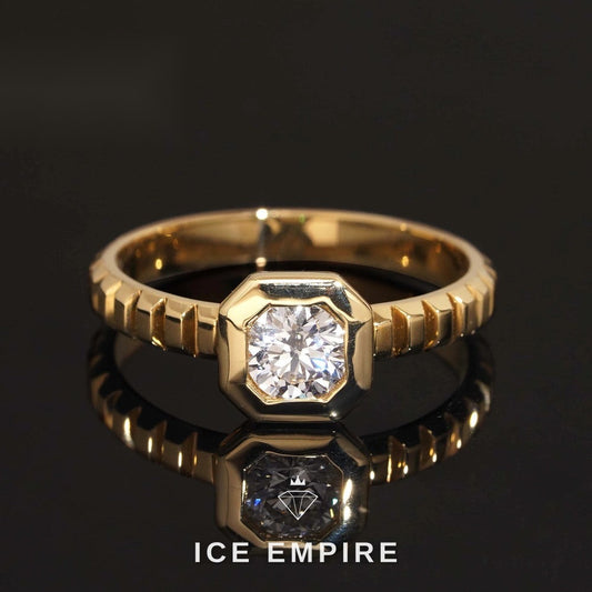 Iced Out 18K Gold Lab Grown Diamond Engagement Ring