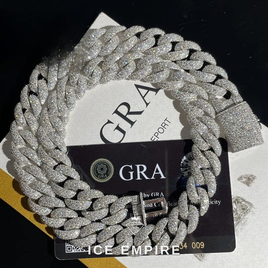Iced Out 925 Silver Moissanite Cuban Chain