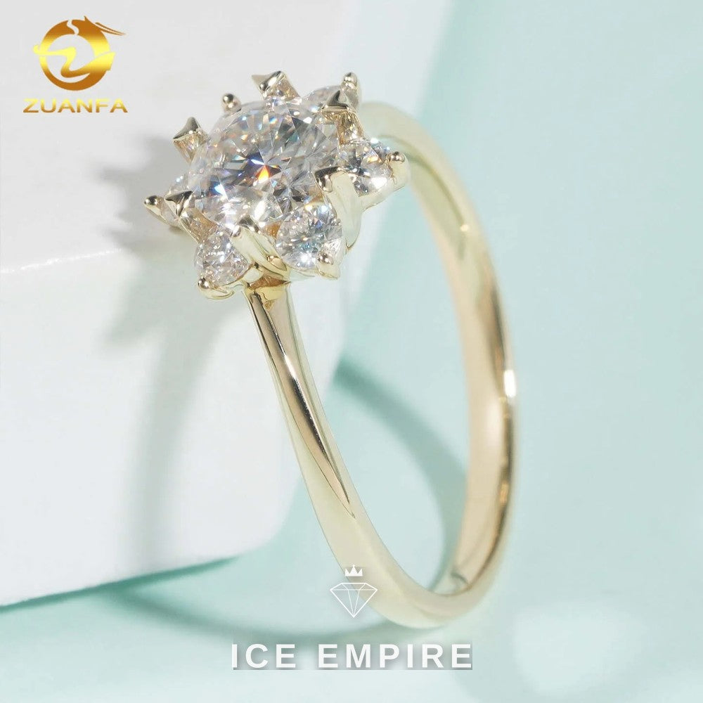 Iced Out 9K Gold Moissanite Engagement Ring