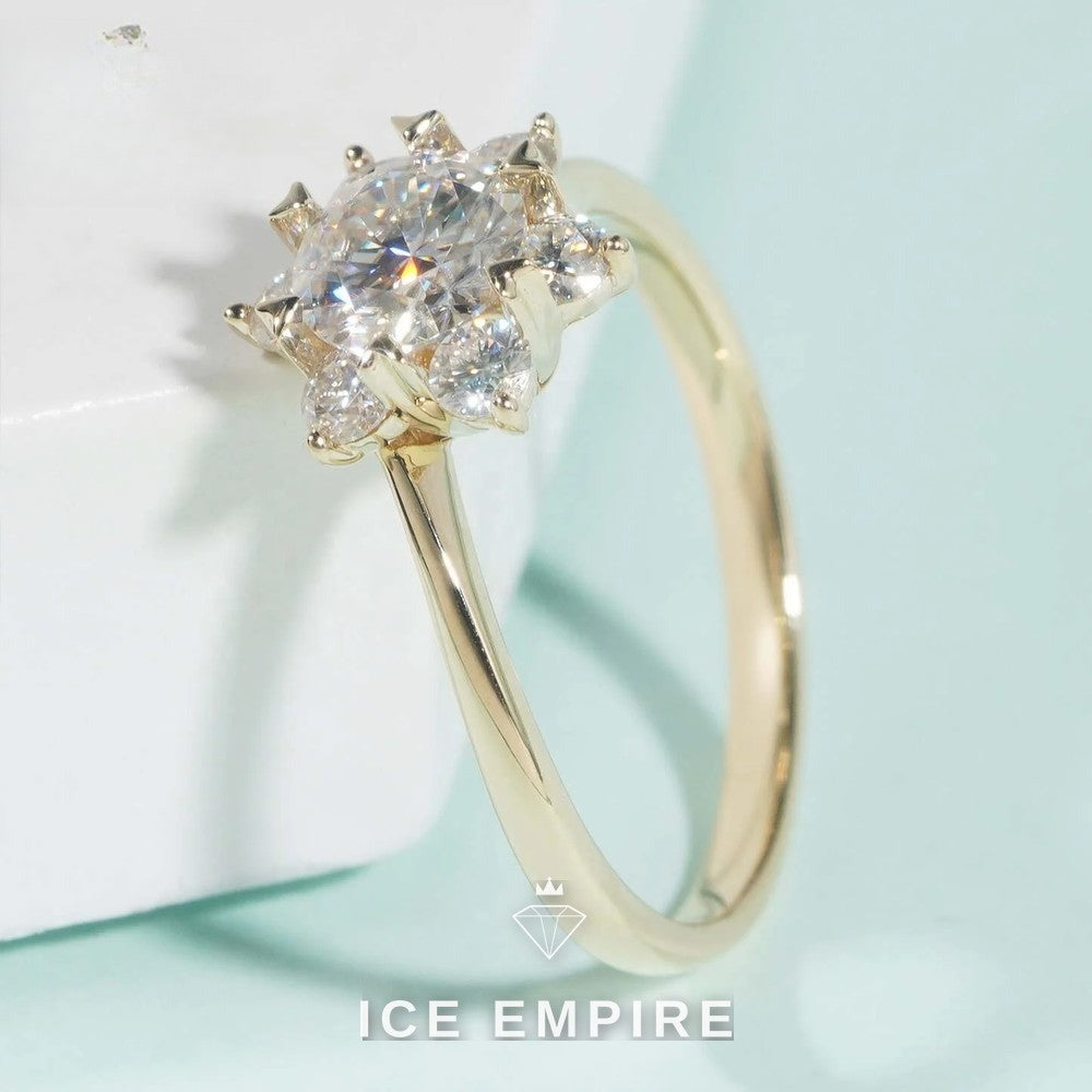 Iced Out 9K Gold Moissanite Engagement Ring