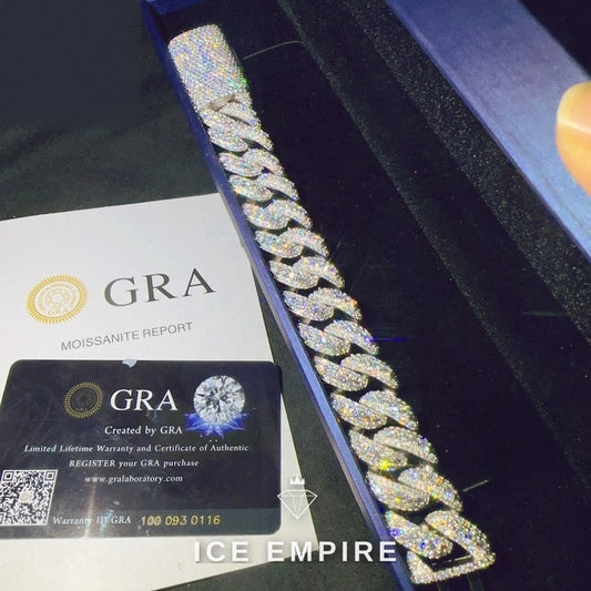 Iced Out 925 Silver Moissanite Cuban Chain
