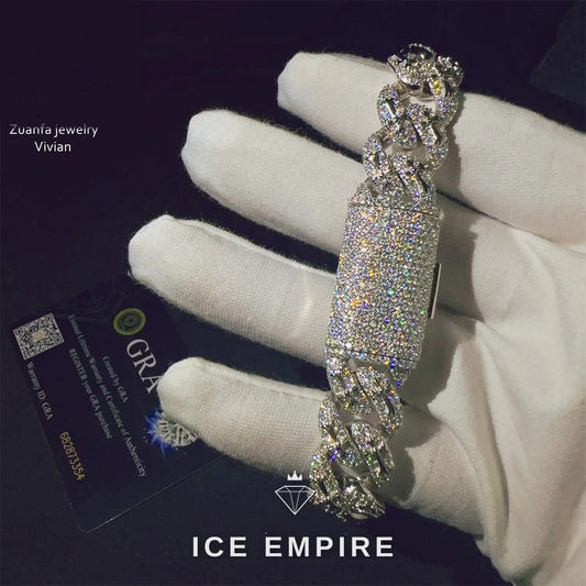 Iced Out 925 Silver Moissanite Cuban Chain
