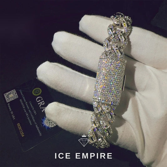 Iced Out 925 Silver Moissanite Cuban Chain