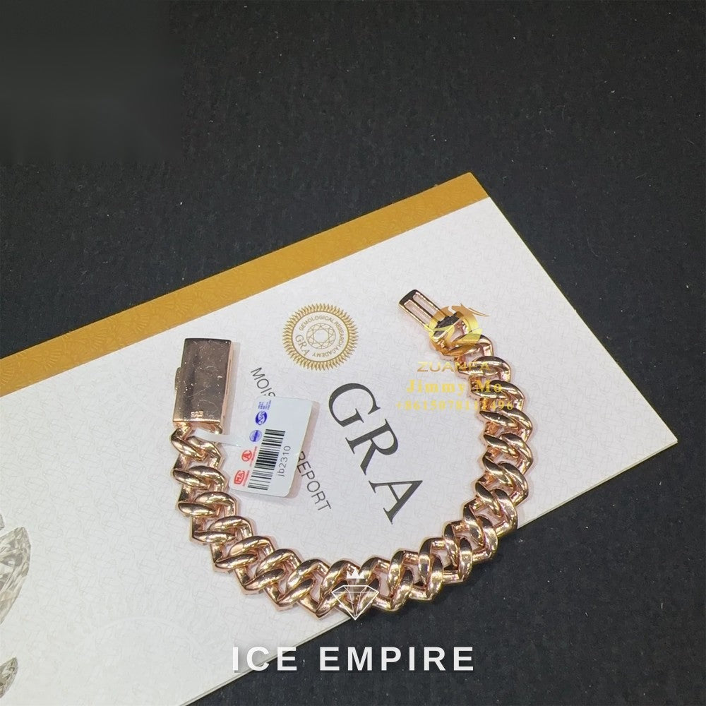 Iced Out Rose Gold Moissanite Cuban Chain