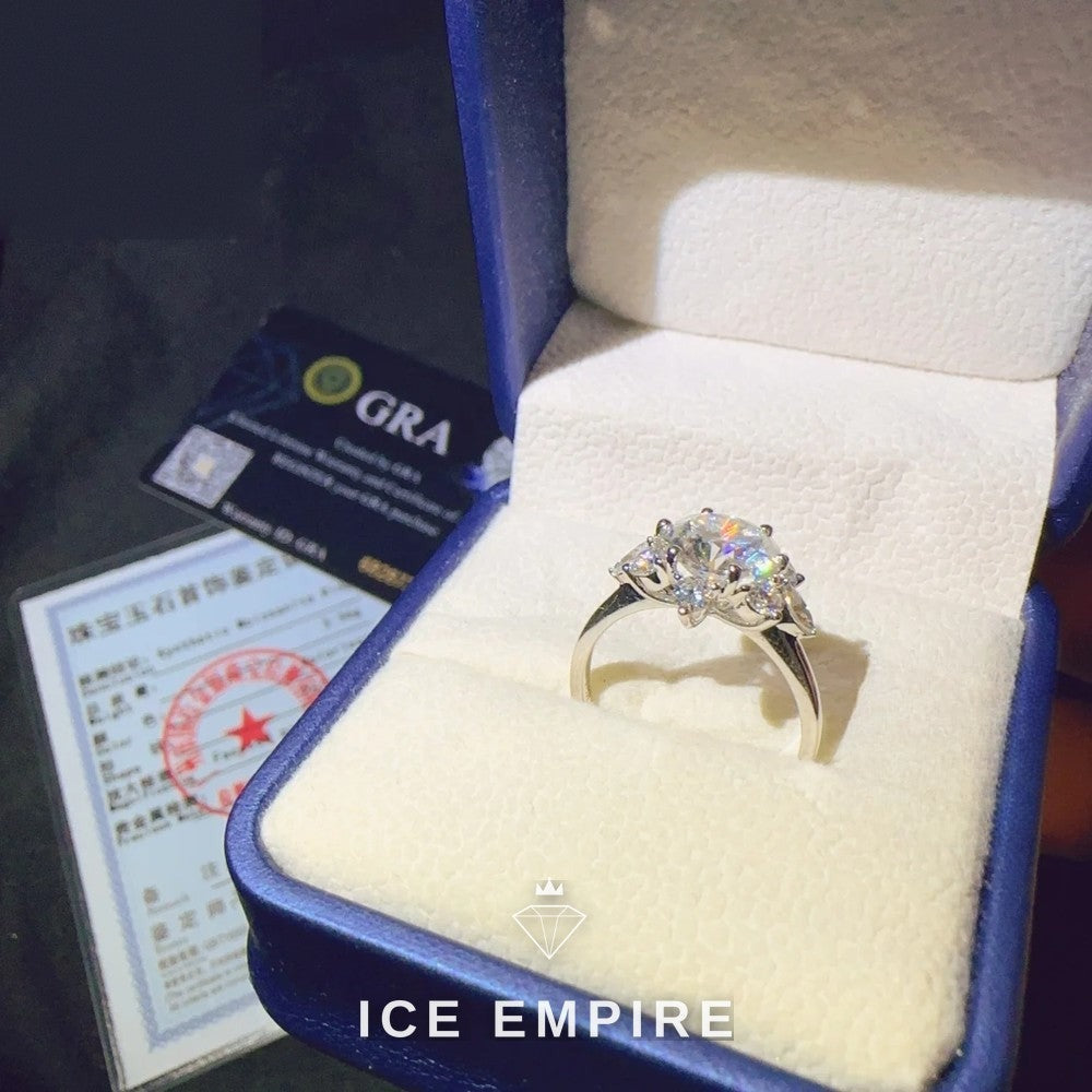 Iced Out 18K Gold Moissanite Engagement Ring