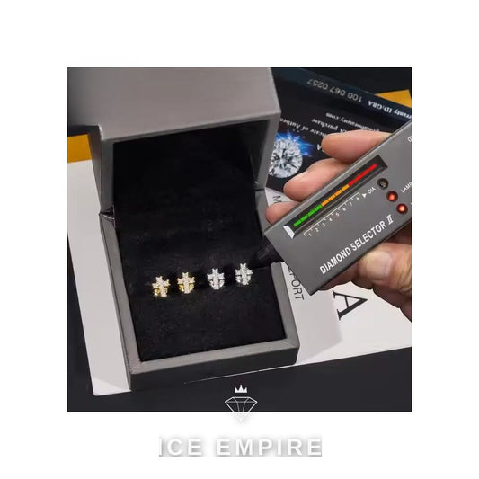 Iced Out Cross 925 Silver Moissanite Stud Earrings