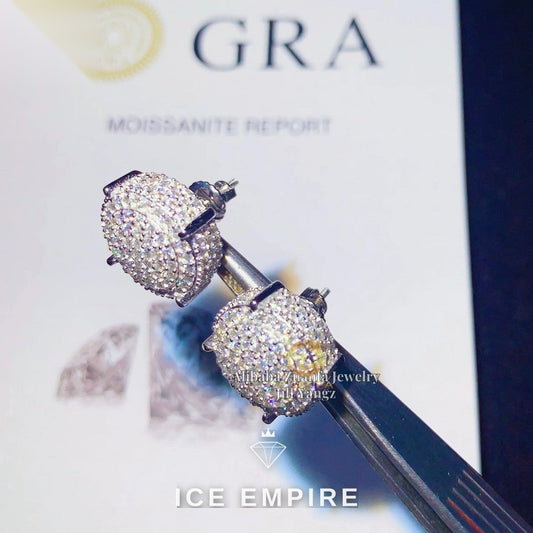 Iced Out 925 Silver Moissanite Stud Earrings