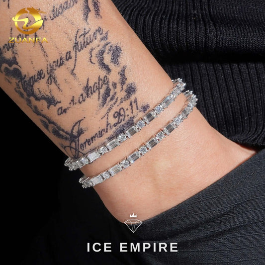 Iced Out 925 Silver Moissanite Tennis Bracelet