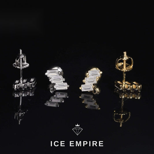 Iced Out Baguette Rose Gold Plated Moissanite Earrings