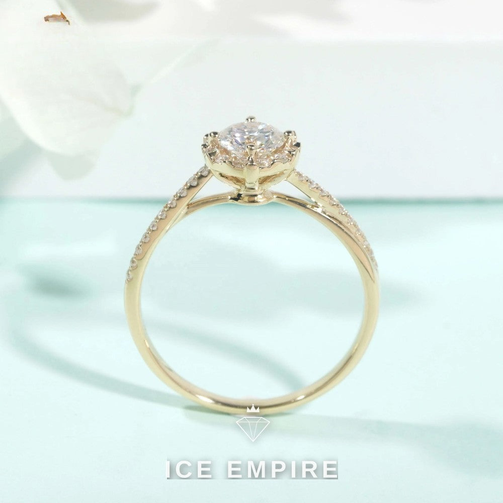Iced Out Gold Plated Moissanite Engagement Ring