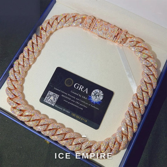 Iced Out Rose Gold Plated Moissanite Cuban Chain