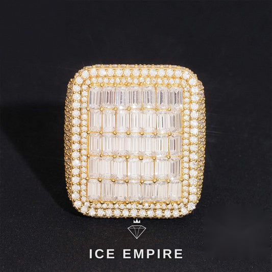 Iced Out Baguette 925 Silver Moissanite Ring