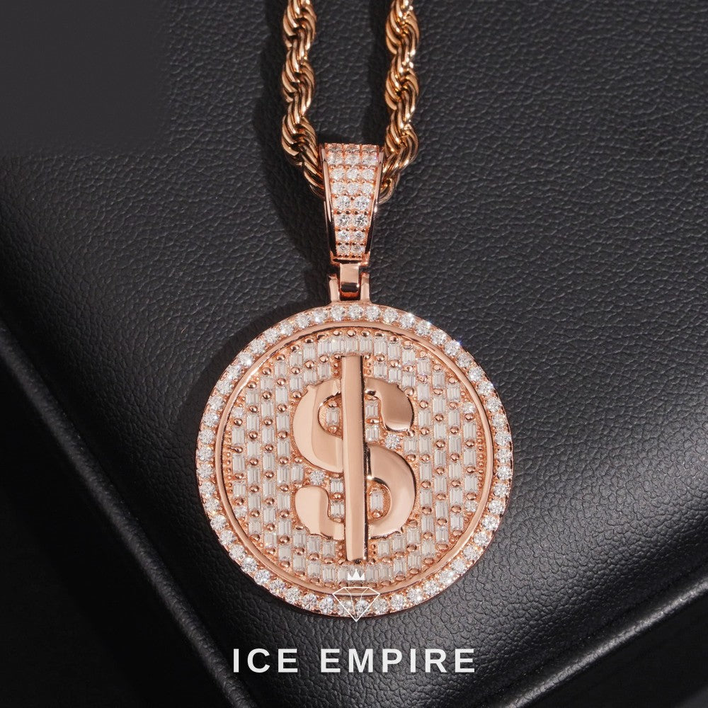 Iced Out Rose Gold Plated Moissanite Pendant