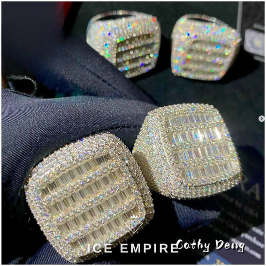 Iced Out 925 Silver Moissanite Ring