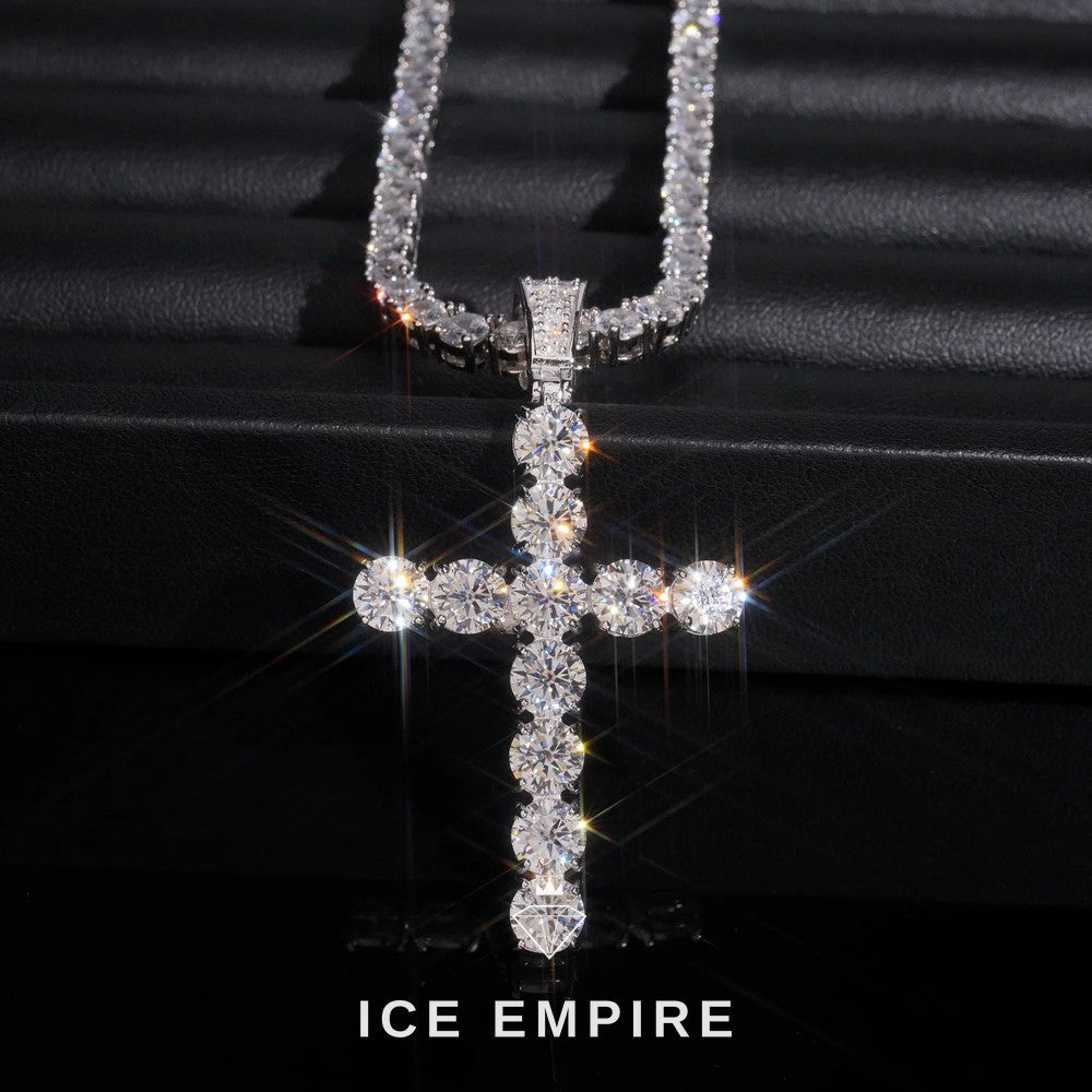 Iced Out Cross Rose Gold Plated Moissanite Pendant