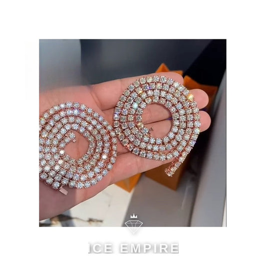 Iced Out Rose Gold Plated Moissanite Cuban Chain