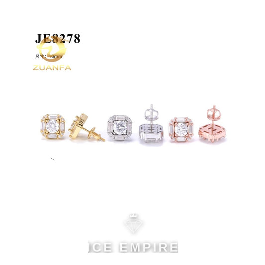 Iced Out 925 Silver Moissanite Stud Earrings