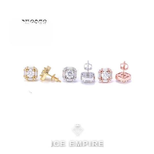 Iced Out 925 Silver Moissanite Stud Earrings