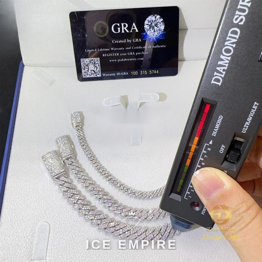 Iced Out 925 Silver Moissanite Cuban Chain