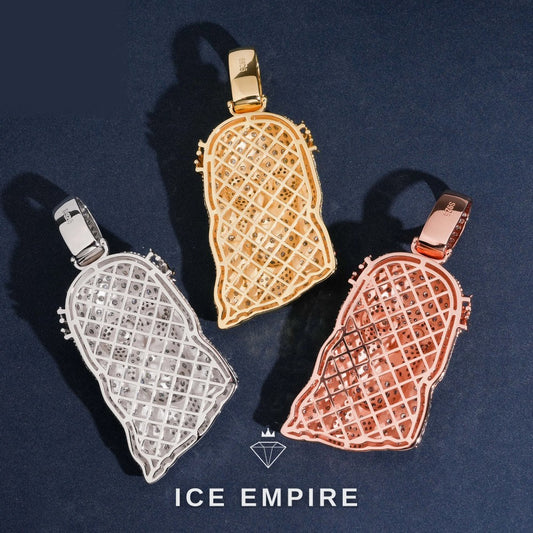 Iced Out 18K Gold Moissanite Pendant