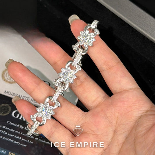 Iced Out 925 Silver Moissanite Cuban Chain