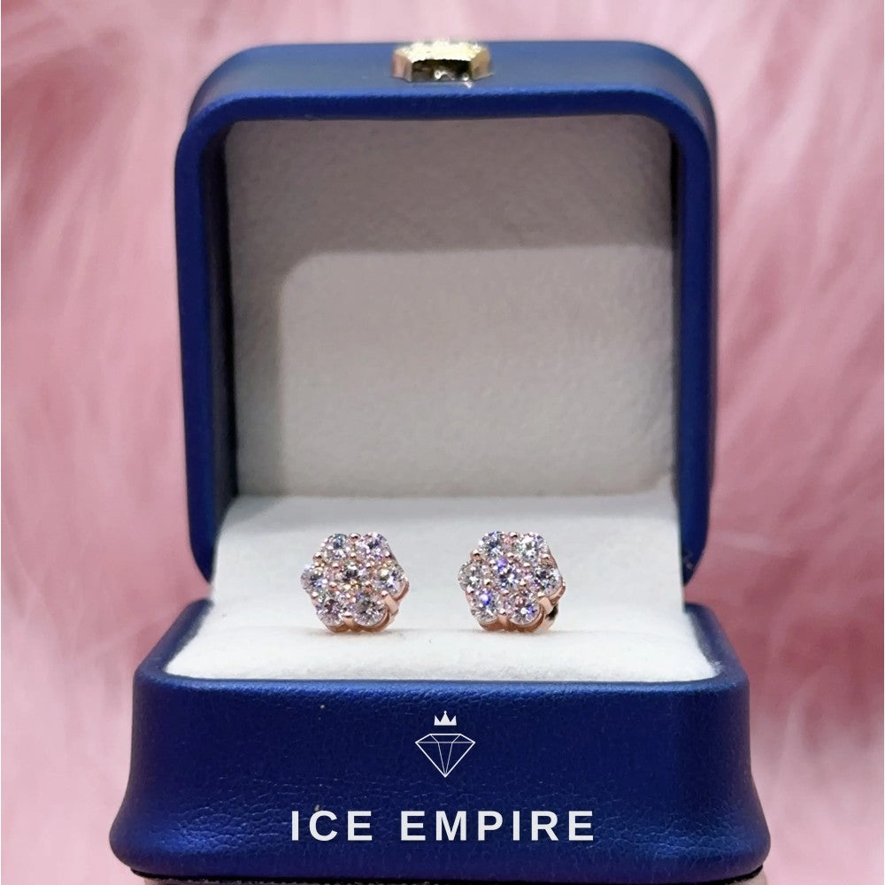Iced Out Cluster 925 Silver Moissanite Stud Earrings