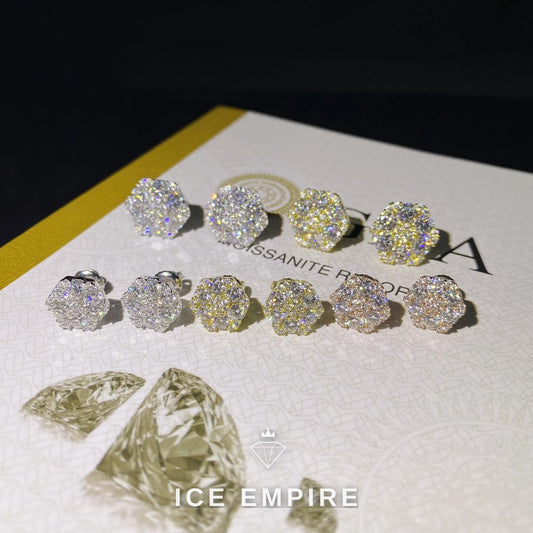 Iced Out 925 Silver Moissanite Stud Earrings