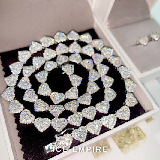 Iced Out Heart Rose Gold Plated Moissanite Cuban Chain