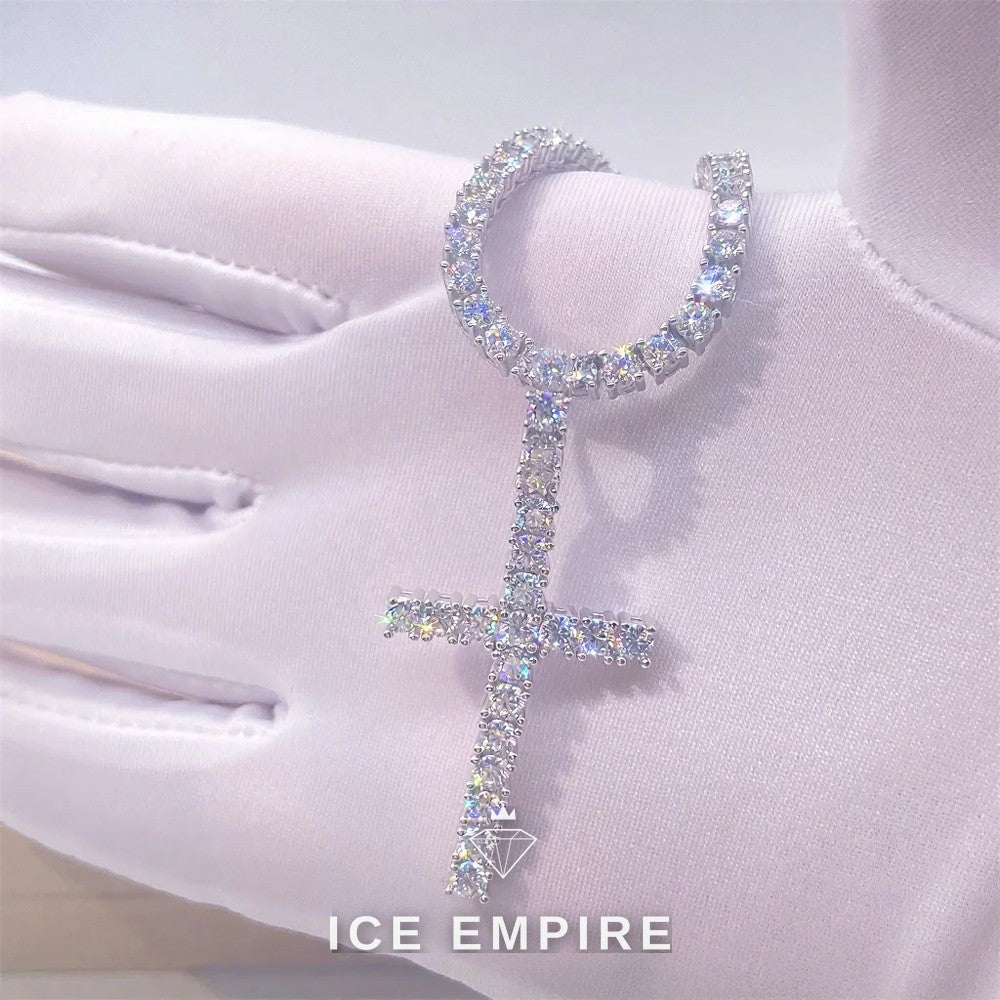 Iced Out Cross Rose Gold Plated Moissanite Tennis Chain