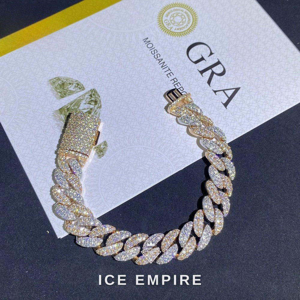Iced Out 925 Silver Moissanite Cuban Chain