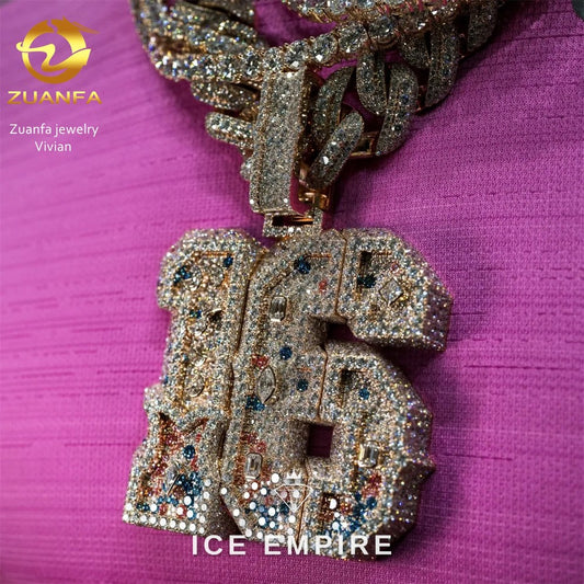 Iced Out Cross 925 Silver Moissanite Pendant