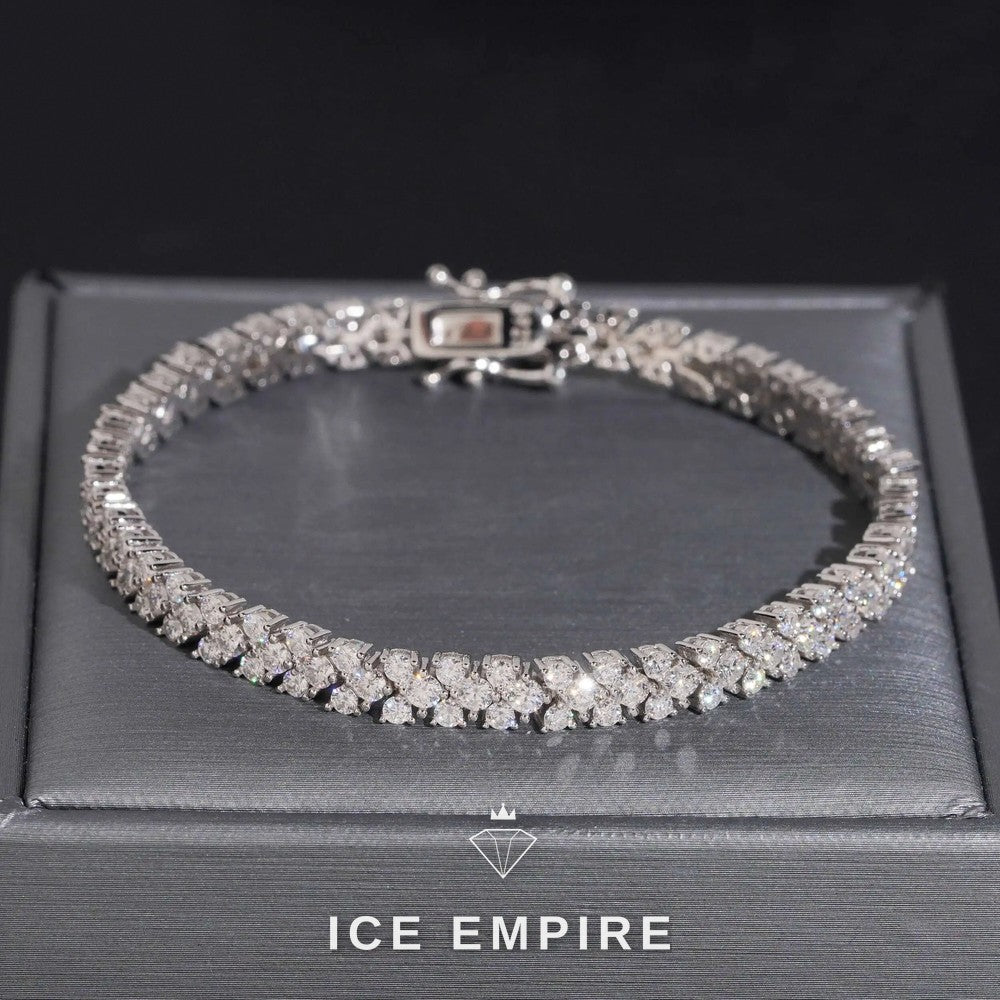 Iced Out Cluster 925 Silver Moissanite Tennis Bracelet